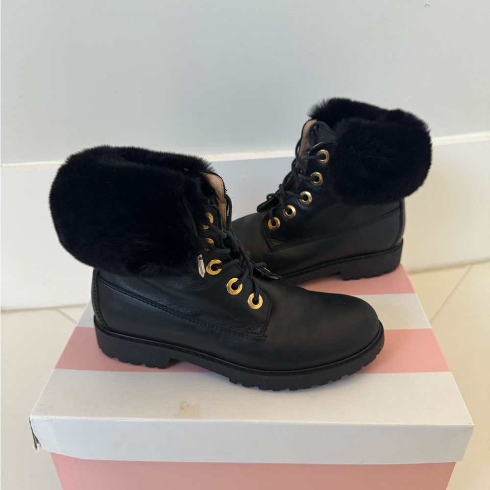 Aquazzura Heilbrunner faux fur-trimmed ankle kids boot size 32